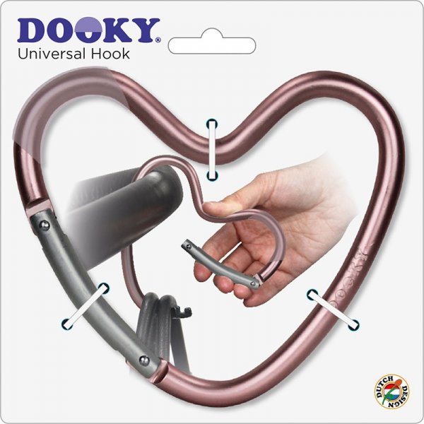 Dooky Heart Hook iced - rosa matt - Kinderwagenhaken in Herzform